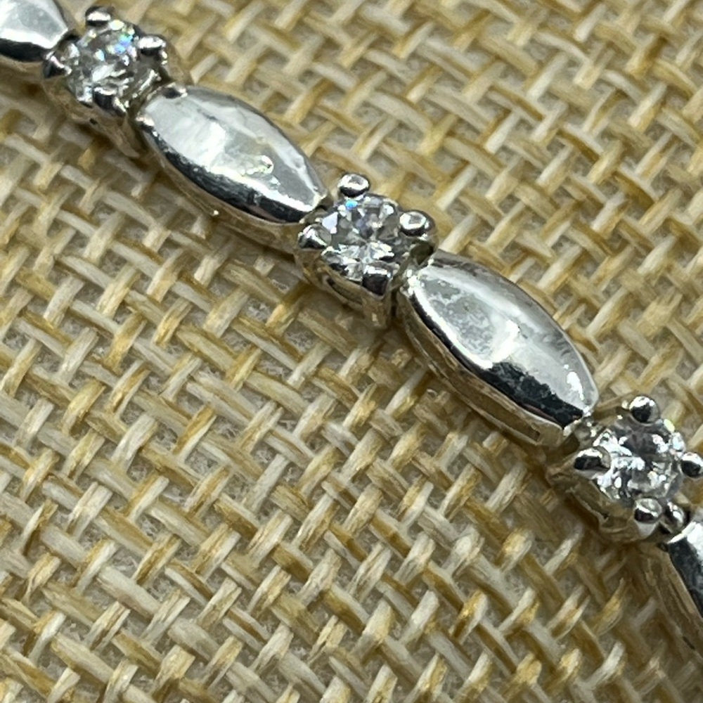 Vintage 7.5" Sterling Silver Marquise & Round Accent Bracelet - Picture 2 of 16